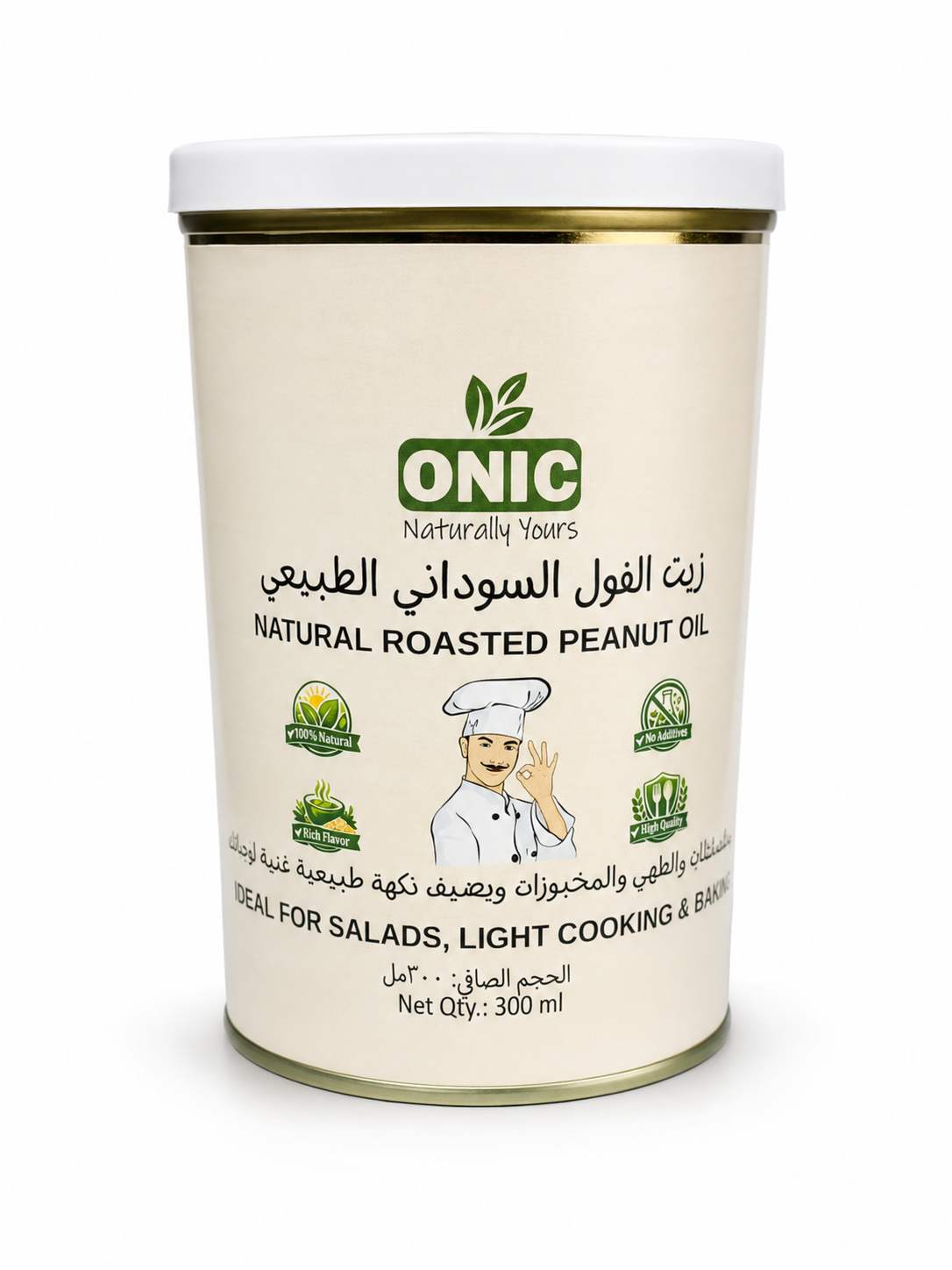ONIC Natural Roasted Peanut Oil – Easy-Open Can | 300ml | Rich Nutty Flavor