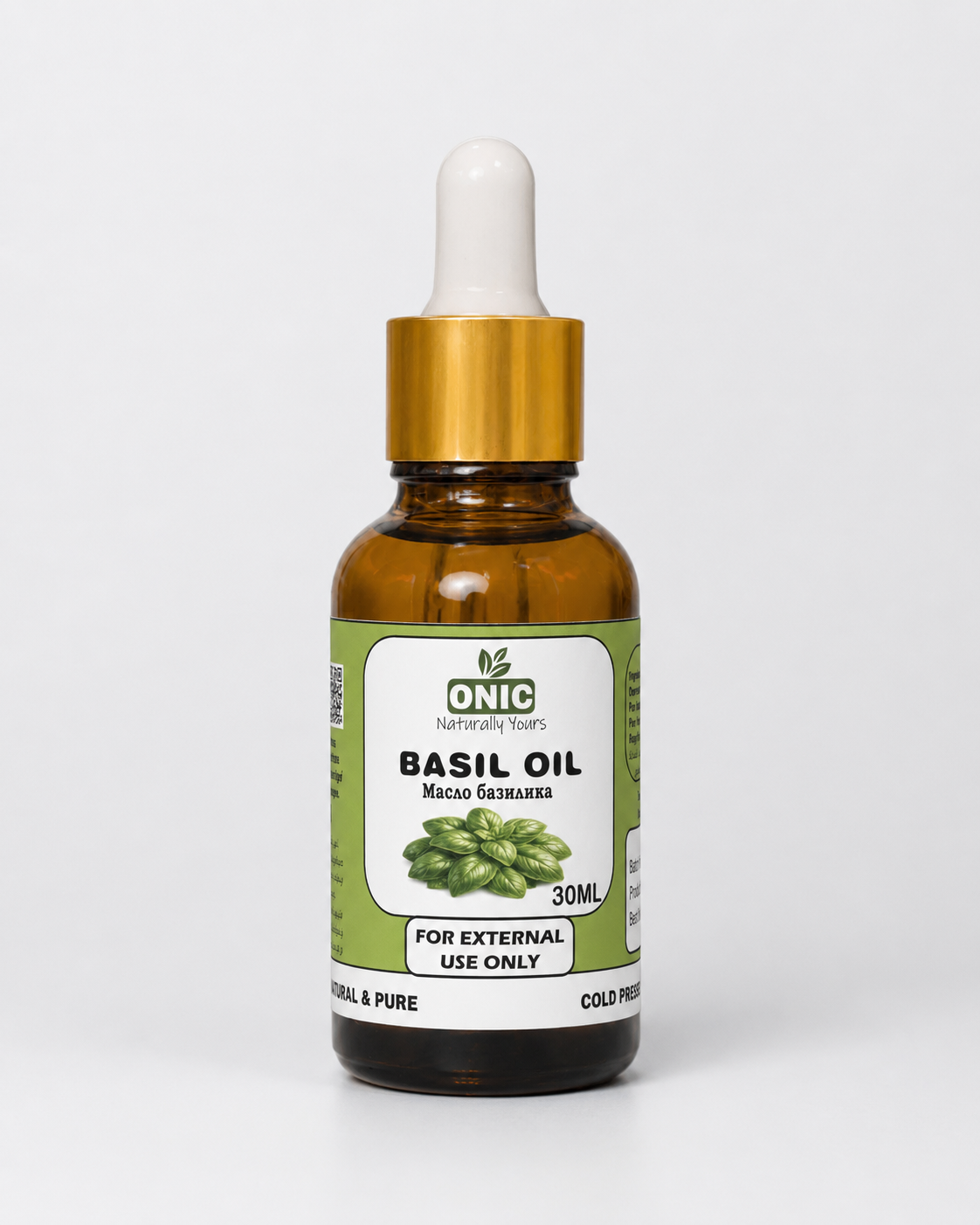 ONIC Basil Oil – 30ML | Pure Essential Oil for Skin, Hair & Aromatic Care